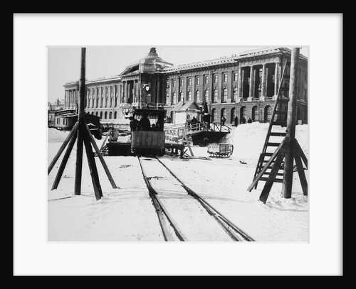 Suburban train station in fornt of the Academy of Arts, St Petersburg, Russia, c1896-c1898 by Unknown