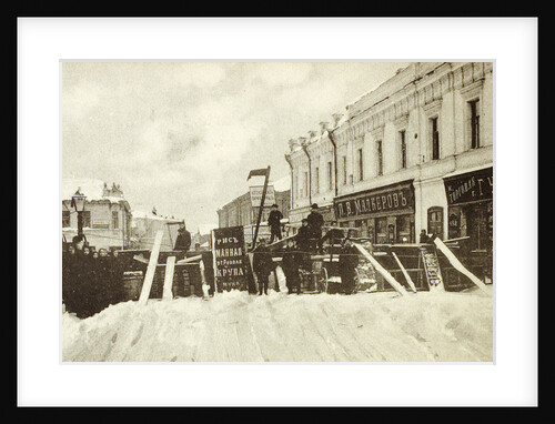 Revolutionary barricades on Seleznevskaya Street, Moscow, Russia, during the uprising in 1905 by Unknown