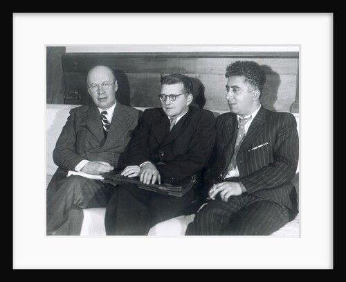 Sergei Prokofiev, Dmitri Shostakovich and Aram Khachaturian, Russian composers, 1945 by Unknown
