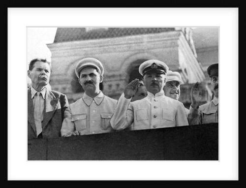 Senior Soviet figures on the tribune of Lenins mausoleum, Red Square, Moscow, USSR, 1931 by Anonymous