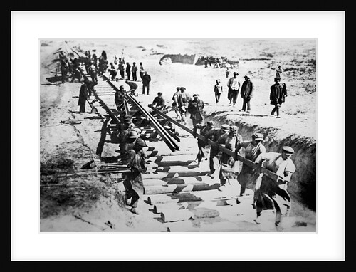 Construction work on the Trans-Siberian Railway, USSR, 1929 by Anonymous