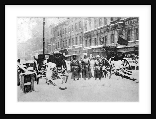 Revolutionary barricades on Liteyny Prospekt, Petrograd, Russia, 27 February 1917 by Anonymous