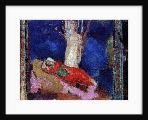 A Woman Lying under the Tree, 19th or early 20th century. by Odilon Redon