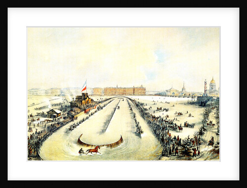Horse racing on the frozen Neva River in St Petersburg, Russia, 1859. by Iosif Adolfovich Charlemagne