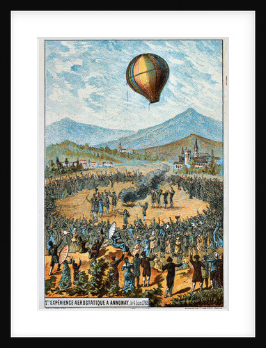First test flight of a hot air balloon at Annonay, France, 4 June, 1783 (1890s) by Anonymous