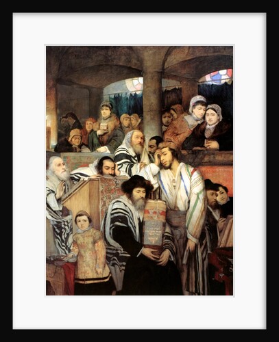 Jews praying in the Synagogue on Yom Kippur, 1878. by Maurycy Gottlieb