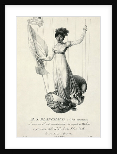 Portrait of French balloonist Sophie Blanchard during her flight in Milan, Italy, 1811 by Luigi Rados