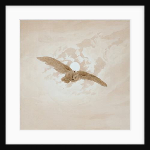 Owl Flying against a Moonlit Sky, 1836-1837. by Caspar David Friedrich