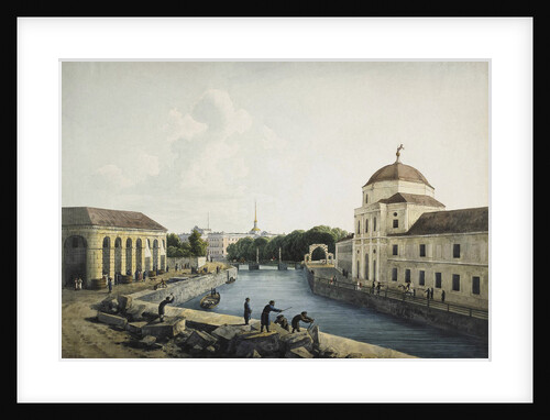 View of the Moika River by the Imperial stables, St Petersburg, Russia, 1809. by Andrej Martynoff
