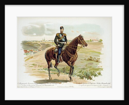 Tsar Nicholas II of Russia in the uniform of the Nizhny Novgorod Dragoon Regiment, 1896. by Anonymous