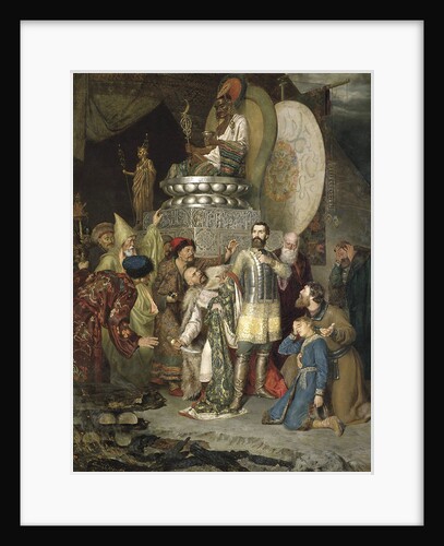 Prince Michael of Chernigov at the camp of Batu Khan, 1246 (1883). by Vasily Smirnov