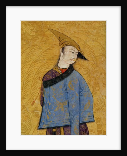 Youth wearing a short fur-lined coat over his shoulder, 1640s. by Muhammad Yusuf