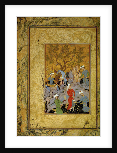 A Princely Hawking Party in the Mountains, c1575. by Mirza 'Ali