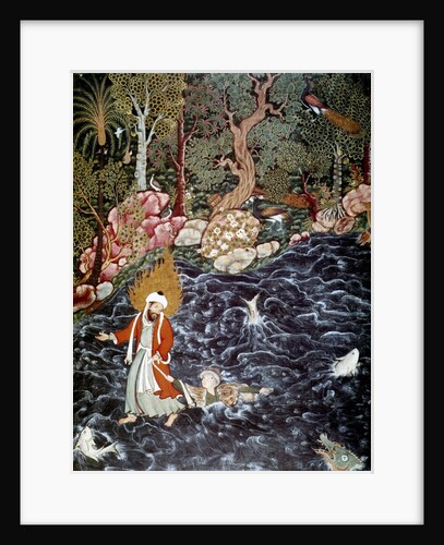 The prophet Elijah rescuing Prince Nur ad-Dahr, 1562-1577. by Mir Sayyid Ali