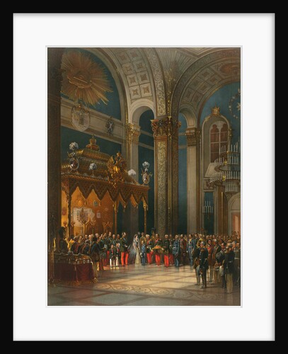 Homage of Cossack officers in the Throne Hall, coronation of Tsar Alexander II, Moscow, 1856. by Georg Wilhelm Timm