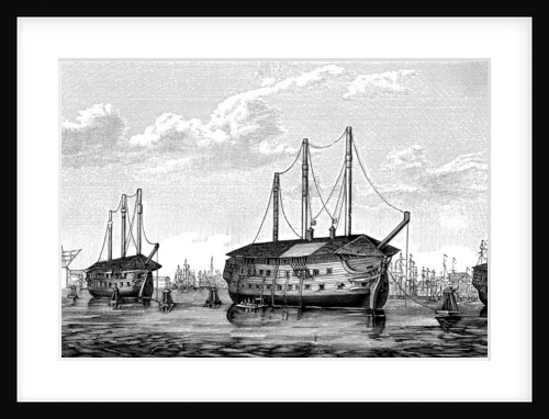 Danish prison-ships Dronning Maria and Waldemar, Copenhagen, 1848-1849. by Anonymous
