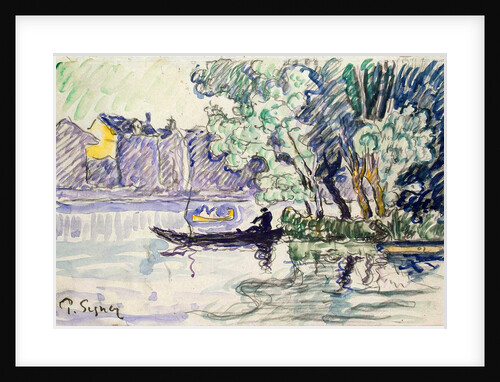 Fisherman in a Boat Near a Bank of the Seine, c1900 by Paul Signac