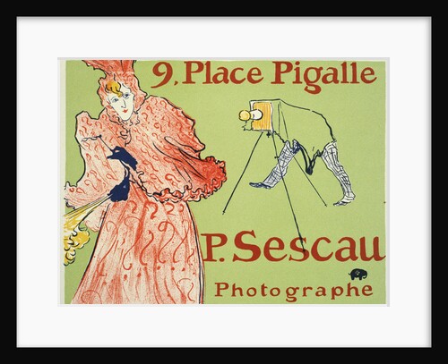 9, Place Pigalle, P. Sescau Photographe (Poster), 1894. by Henri de Toulouse-Lautrec