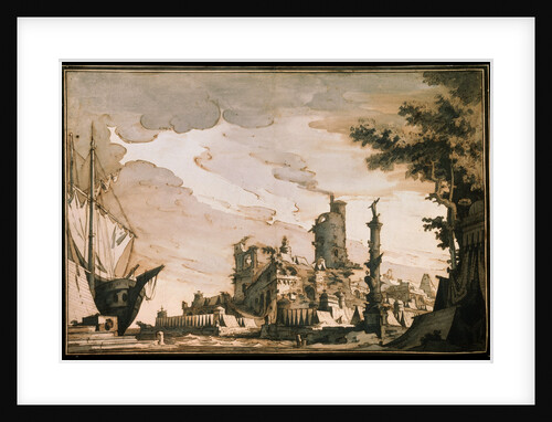 Sea Harbor, Stage design for a theatre play, 1818. by Pietro Gonzaga