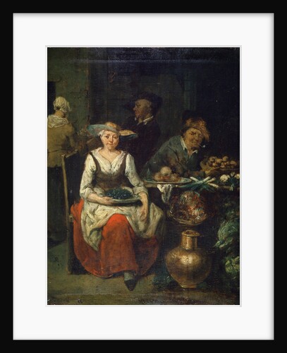 At a Greengrocer, c1700-1730. Flemish painting by Jan Baptist Lambrechts