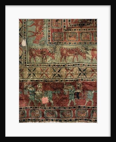 Pile Carpet (Detail: Fallow deers and horsemen), 5th-4th century BC by Unknown