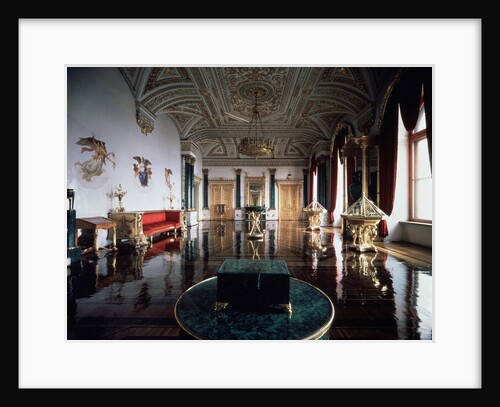The Malachite Hall of the Winter Palace, 1837-1839. by Andrei Ivanovich Stakenschneider
