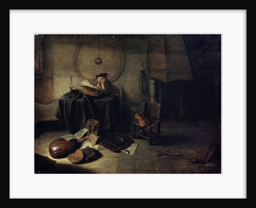 Melancholy II (Scientist in his studio), Dutch painting of 17th century by Isaak de Jouderville