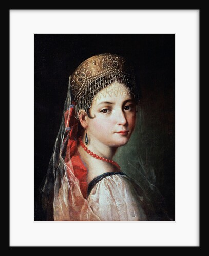 Portrait of a Young woman in Sarafan and Kokoshnik, 1820s. by Mauro Gandolfi