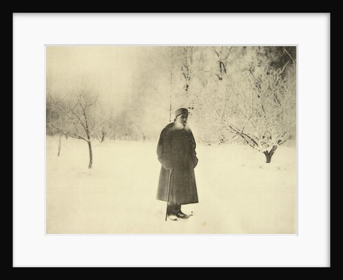 Russian author Leo Tolstoy taking a winter walk, 1900s by Sophia Tolstaya