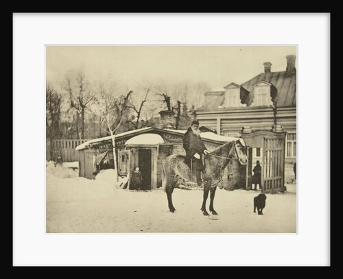 Russian author Leo Tolstoy on horseback, Moscow, Russia, 1900s by Sophia Tolstaya