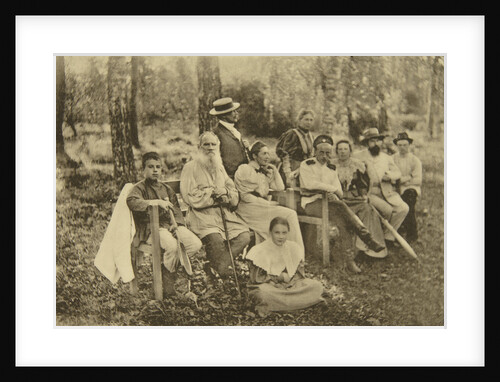 Russian author Leo Tolstoy with guests, Yasnaya Polyana, near Tula, Russia, 1895. by Sophia Tolstaya