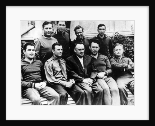Russian rocket engineer Sergey Korolyov with cosmonauts, Crimea, USSR, c1960 by Unknown