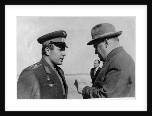 Russian cosmonaut Yuri Gagarin and rocket engineer Sergey Korolyov, 1961 by Unknown