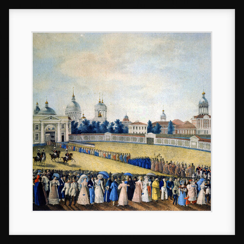 Visit of Tsar Alexander I to the Alexander Nevsky Monastery, 1821 by Russian Master
