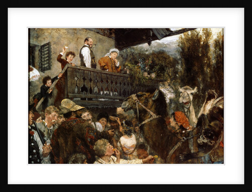 A Travelling Circus (Cameleers in Partenkirchen), 1884. by Adolph Menzel