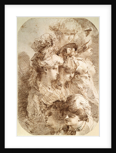 Studies of Eight Heads, late 18th or early 19th century by Mauro Gandolfi