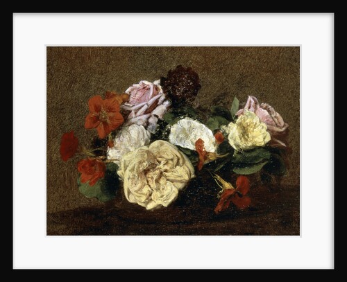 Roses and Nasturtiums in a Vase, 1883 by Anonymous