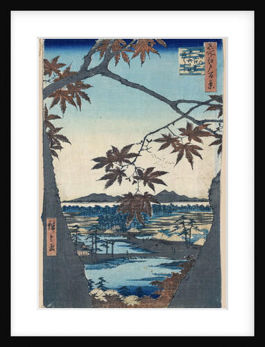 Maple Leaves and the Tekona Shrine and Bridge at Mama, 1856-1858 by Anonymous
