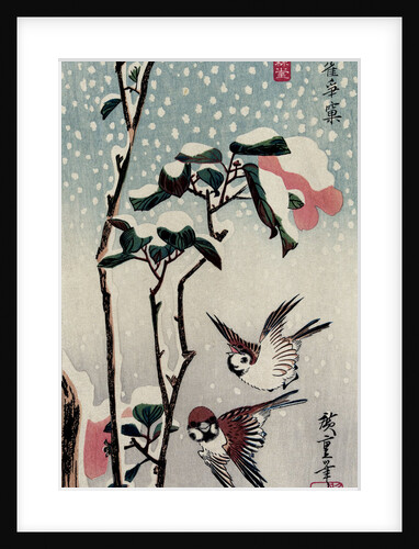 Sparrows and Camellias in the Snow, 1830s by Anonymous