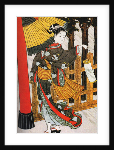 Girl on Her Way to the Shinto Shrine on a Stormy Night, 18th century by Anonymous
