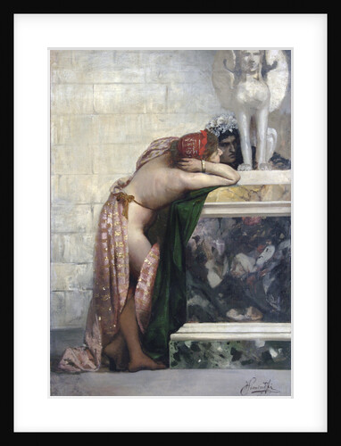 Two Figures by a Statue of Sphinx, 1870s by Anonymous
