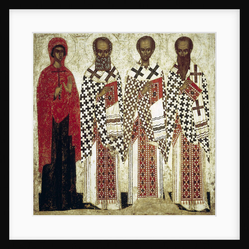 Paraskeva Pyatnitsa, Gregory the Theologian, John Chrysostom and Basil the Great, early 15th century by Anonymous