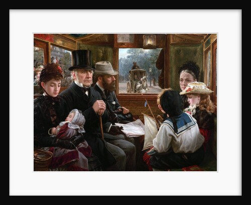 An Omnibus ride to Piccadilly Circus (Mr Gladstone travelling with ordinary passengers), 1885 by Anonymous
