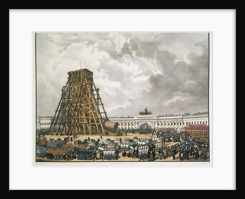 Raising of the Alexander Column in Saint Petersburg, 1836 by Anonymous