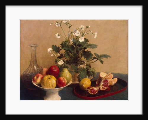 Flowers, Dish with Fruit and Carafe, 1865 by Anonymous