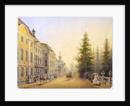 The Main Entrance of the Great Palace in the Peterhof, 1852 by Vasilij Semenovic Sadovnikov