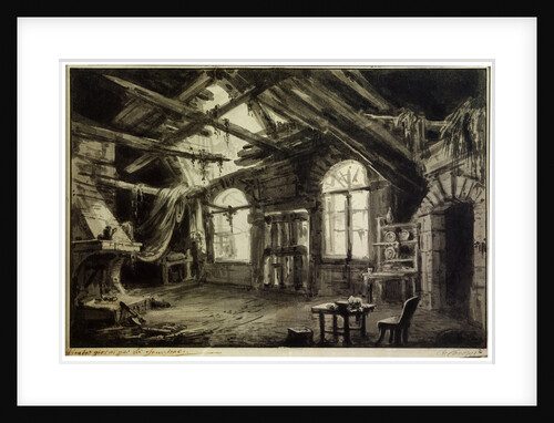 Stage design for the play The Gamblers Life, by V Ducange, 1828. by Antonio Canoppi