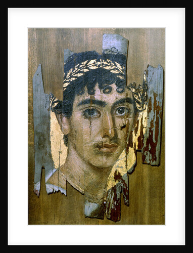 Portrait of a youth in a gold wreath, Fayum mummy portrait, Romano-Egyptian, early 2nd century by Unknown