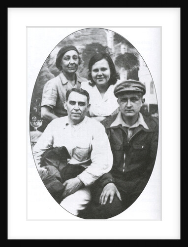 Marina Tsvetaeva, Lidiya Libedinskaya, Aleksei Kruchenykh and Sergey Efron. Kuskovo, 1941 by Anonymous