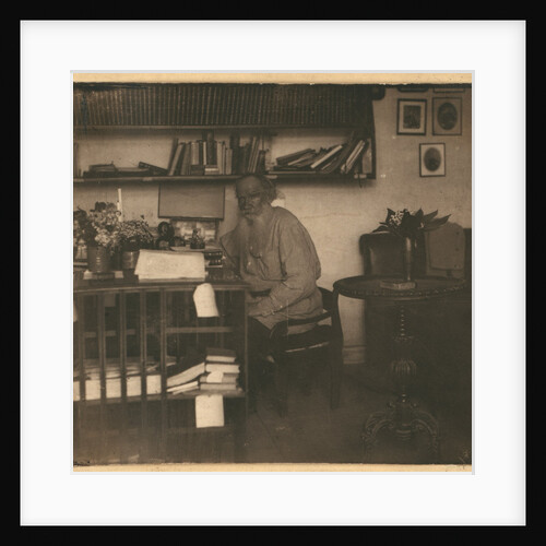 Leo Tolstoy in his studio. Yasnaya Polyana, 1908 by Anonymous